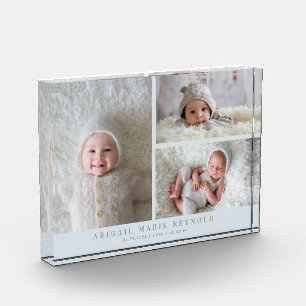 3 Foto-Collage Blaues Neues Baby-Andenken  Fotoblock