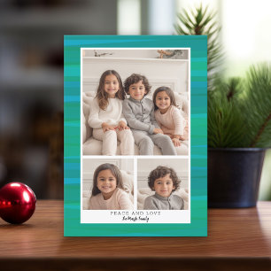 3 Foto Collage - Blue Green Watercolor Weihnachten