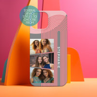 3 Foto Collage - boho coral line art arch - name