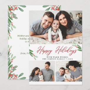 3 FOTO Collage Frohe Weihnachtsgrüße Feiertagskarte