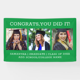 3 Foto Collage Glückwunsch Graduate Abschluss Gree Banner