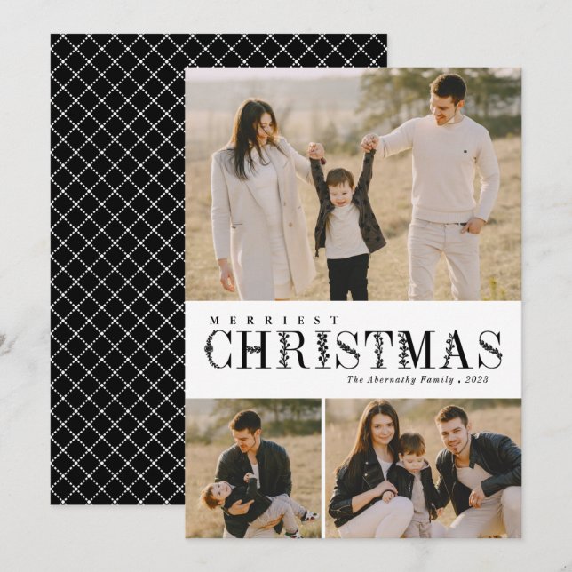 3 Foto Collage Grüne Buchstaben Weihnachten Schwar (Vorne/Hinten)