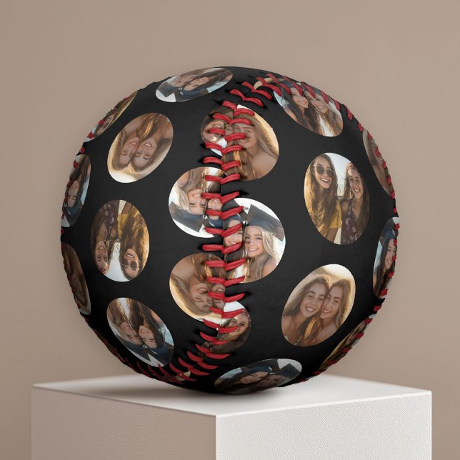 3 Foto Collage Halbbrick Muster - schwarzer Kreis Baseball (Custom Photo Baseball)