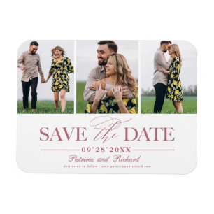 3 Foto-Collage Hochzeit Save the Date Modern Magnet