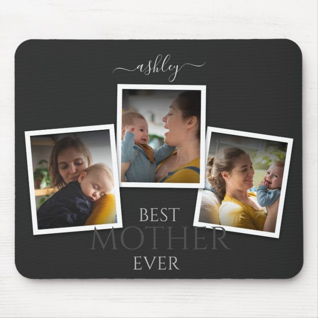 3 Foto Collage Mama Familienmüttertag Mousepad (Vorne)
