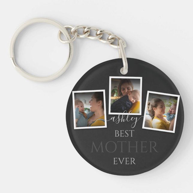 3 Foto Collage Mama Familienmüttertag Schlüsselanhänger (Vorderseite)