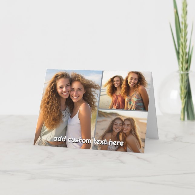 3-Foto-Collage mit 1 Textzeile Karte (Vorderseite)