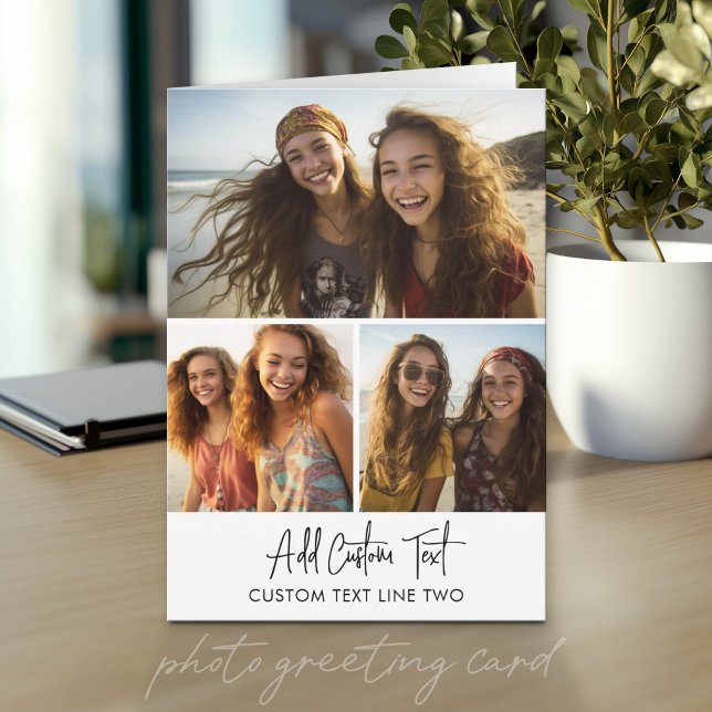 3-Foto-Collage mit Skripttext  Karte (Photo Greeting Card)