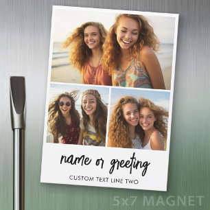 3-Foto-Collage mit Skripttext - Kühlschrankmagnet Magnetkarte