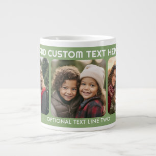 3-Foto-Collage mit Text - Grün Jumbo-Tasse