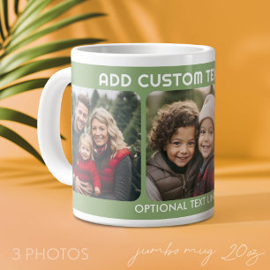 3-Foto-Collage mit Text - Grün Jumbo-Tasse