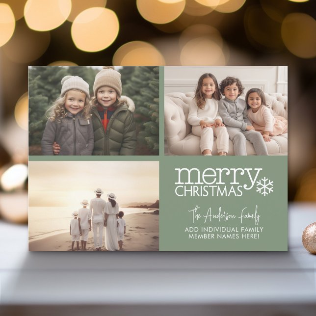 3 Foto Collage - Moderne frohe Weihnachten Polka D (Modern Holiday Greeting Card with a Family Photo)