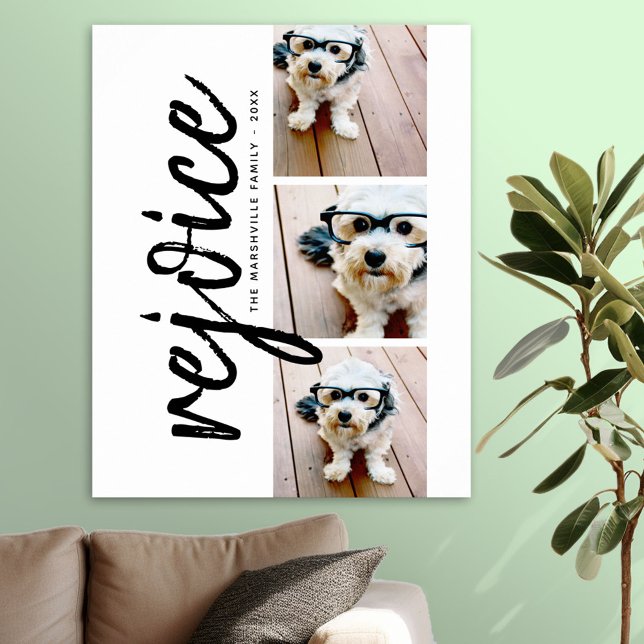 3 Foto Collage Moderne frohe Weihnachtsfeier Poster (Photo Collage Poster)