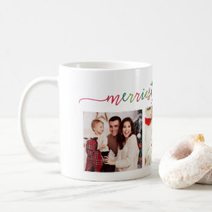 3 Foto Collage Modernes Drehbuch "Frohe Weihnachte Kaffeetasse