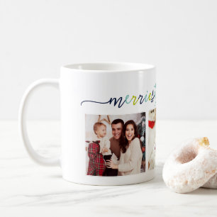 3 Foto Collage Modernes Drehbuch "Frohe Weihnachte Kaffeetasse