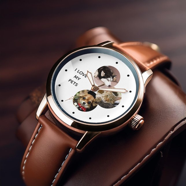 3-Foto Collage Pet Parent Personalisiert Watch Armbanduhr (Inspiration mockup (not actual product))