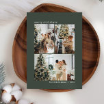 3 Foto Collage Schreibmaschine Grün Frohe Weihnach Feiertagskarte<br><div class="desc">Minimalistisch 3 Foto Collage Schreibmaschine Typografie Frohe Weihnachtskarte in Grün</div>