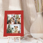3 Foto Collage Schreibmaschine Red Frohe Weihnacht Feiertagskarte<br><div class="desc">Minimalistisch 3 Fotocollage Schrift Typografie Frohe Weihnachtskarte in festlich rot</div>