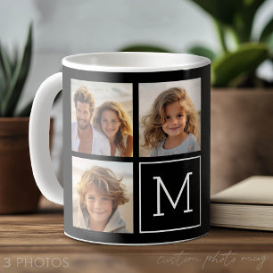 3 Foto-Collage Schwarz-Weiß-Trend-Monogramm Kaffeetasse