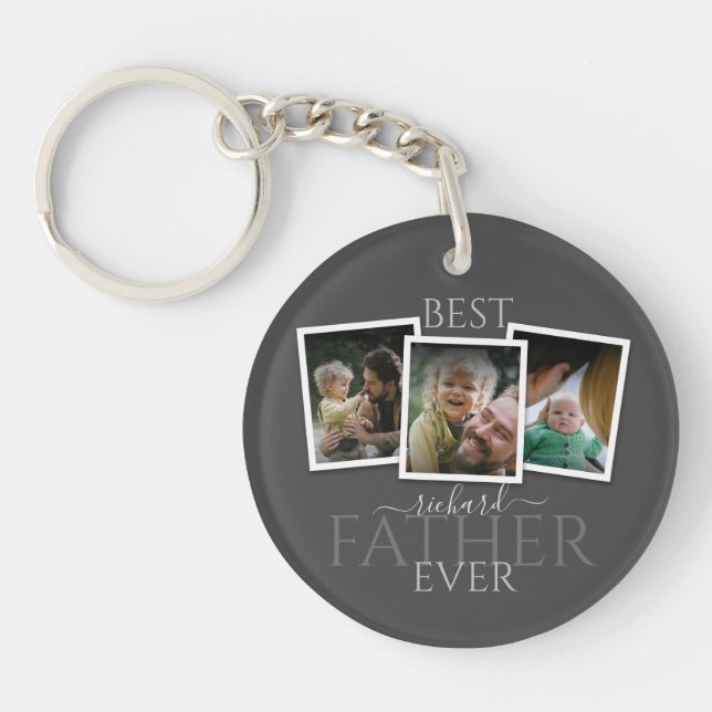 3 Foto Collage Vater Familienvatertag Schlüsselanhänger (Vorderseite)