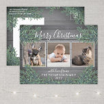 3 Foto Collage Weihnachtsgrün & Graues Holz Feiertagspostkarte<br><div class="desc">Senden Sie stilvolle fröhliche Grüße und teilen Sie drei Ihrer Lieblingsbilder mit einer individuellen Foto Collage Urlaubskarte. Der gesamte Text auf dieser Vorlage lässt sich einfach so anpassen, dass er jeden beliebigen Text enthält, z. B. Frohe Weihnachten, glückliche Feiertage, Frohe Festtage, Neujahrsjubiläen usw. (IMAGE PLACEMENT TIP: Eine einfache Möglichkeit, ein...</div>