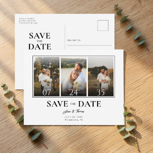 3 Foto Einfach Moderne Save The Date Hochzeit  Postkarte