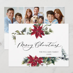 3 FOTO: Elegant Poinsettia Christmas Greeting Feiertagskarte