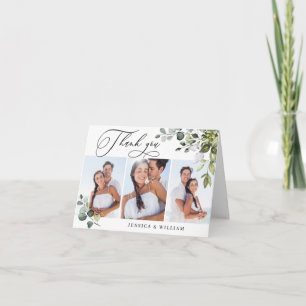 3 FOTO Elegante Eukalyptus-Grünzeug-Hochzeit Dankeskarte