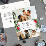 3 Foto Eleganter Winter Botanische Feiertage Postkarte<br><div class="desc">Diese Kollektion besticht durch Aquarellblumen,  Beeren und Wintergrün mit moderner und eleganter Typografie,  mit einem botanischen Wintermuster zurück.</div>