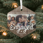 3 Foto Erste Weihnachten Verlobt Rustikale Imitate Ornament Aus Glas<br><div class="desc">Feiern Sie den fröhlichen 1. Urlaub Ihrer Verlobung mit einer maßgeschneiderten 3-Foto-Collage "Unser erstes Weihnachten Verlobt" Imitate aus sechseckiger Glasschmuck. Alle Texte und Bilder auf dieser Vorlage sind einfach zu personalisieren. (IMAGE PLACEMENT TIP: Eine einfache Möglichkeit, ein Foto genau so zu zentrieren, wie Sie es gewollt haben, ist es, es...</div>