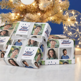 3 Foto Family Collage Retro Weihnachtstypografie Geschenkpapier