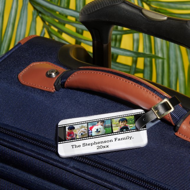3-Foto-Filmstreifen personalisiertes Foto Gepäckanhänger (Vorderseite Insitu 3)