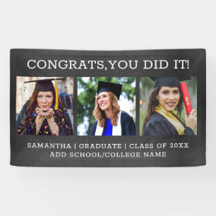 3 Foto Glückwunsch Grad 2022 Abschluss Chalkboard Banner
