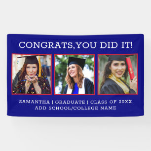 3 Foto Glückwunsch Graduate 2021 Blue Abschluss  Banner