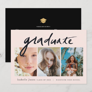 3 Foto Handgeschriebenes Skript Rosa Abschluss Einladung