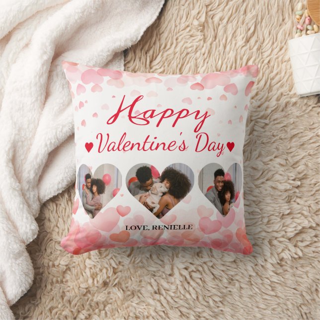 3 Foto Heart Collage Valentinstag Paar Kissen (Decke)