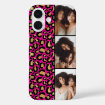 3 Foto Hot Pink und Gold Leopardenmuster
