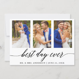 3 Foto Kalligrafie Hochzeit Bester Tag je Dankeskarte