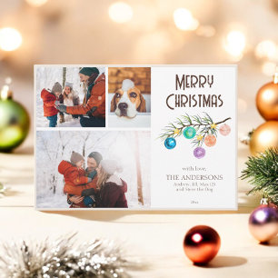 3 Foto Kiefernflossen-Verzierung Frohe Weihnachten