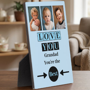 3 Foto Liebe dich Opa blau Fotoplatte