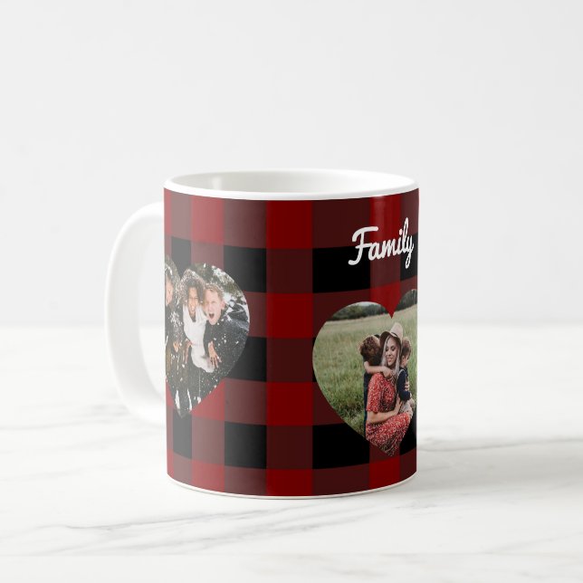 3 Foto Liebe Herzen Büffel kariert Kaffeetasse (Vorderseite Links)