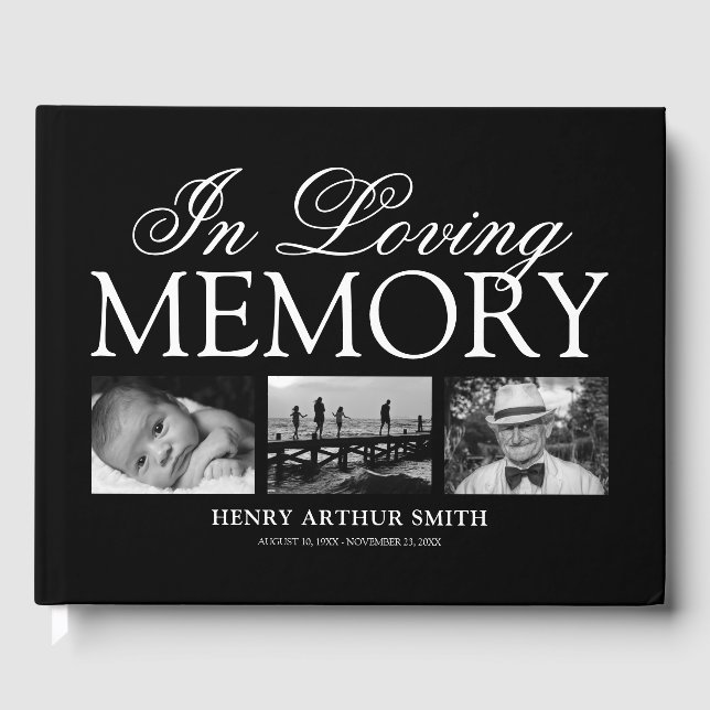 3 Foto Memorial Funerary Guest Book Gästebuch (Vorderseite)