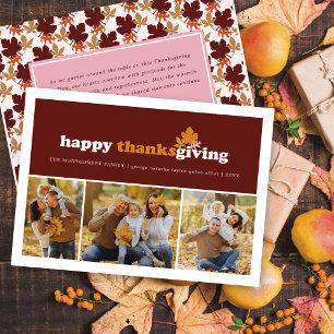 3 Foto Moderne Blöcke Herbstblätter Thanksgiving Feiertagskarte