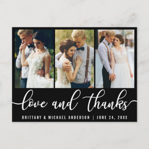3 Foto Moderne Hochzeit Liebe Dank Weiß Schrift Postkarte
