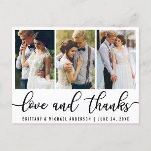 3 Foto Moderne Hochzeit Liebe Dankeschön Schwarze  Postkarte