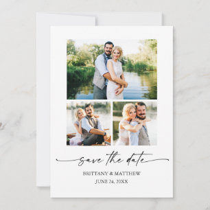 3 Foto Modernes, Minimalistisches Farbstift Skript Save The Date
