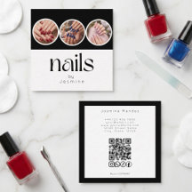 3 Foto-Nägel QR-Code Soziale Medien Schwarz-Weiß