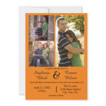 3 Foto Orange - Einladung zur Hochzeit