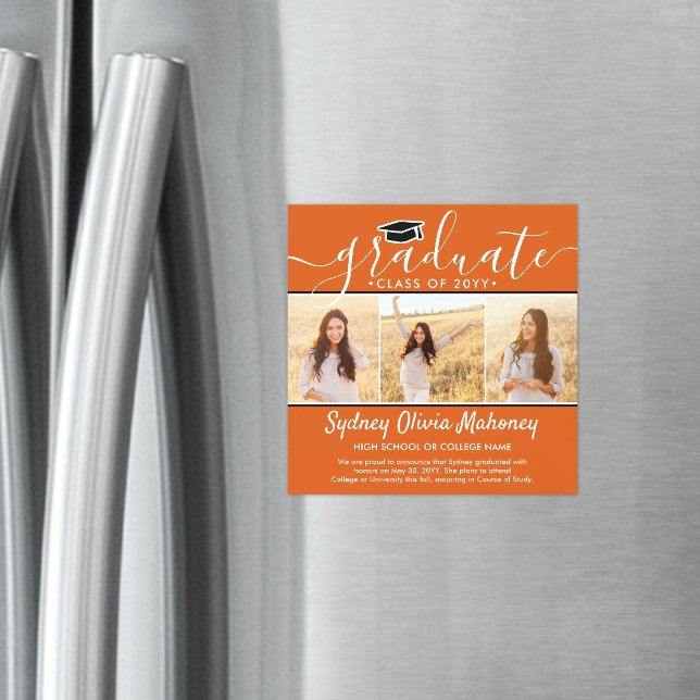 3 Foto Orange Magnetic Abschluss Ankündigung (Von Creator hochgeladen)