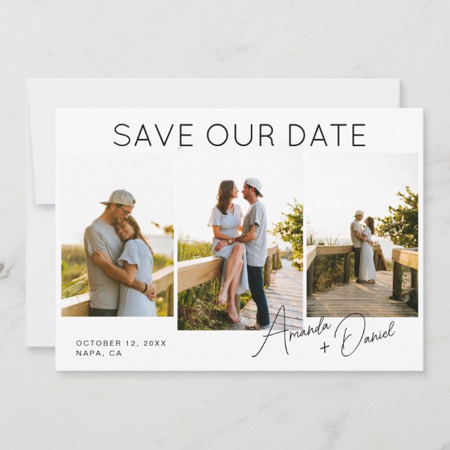 3 Foto QR-Code Hochzeitsszenario Speichern Sie die Einladung (Vorderseite)